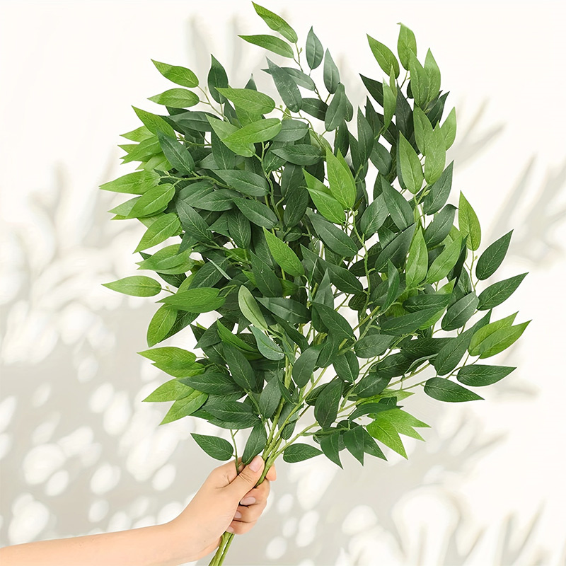 Ruscus Stem Faux - 10 Stück künstliche Pflanzen, italienische Ruscus-Grünstiele,