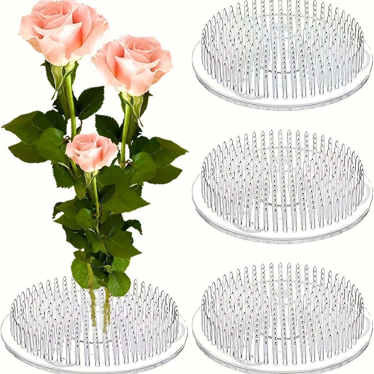 Florist Supply Vases - Runder Ikebana-Stielhalter mit Saugnapf, Transparente Blumenarrangement-Basis,