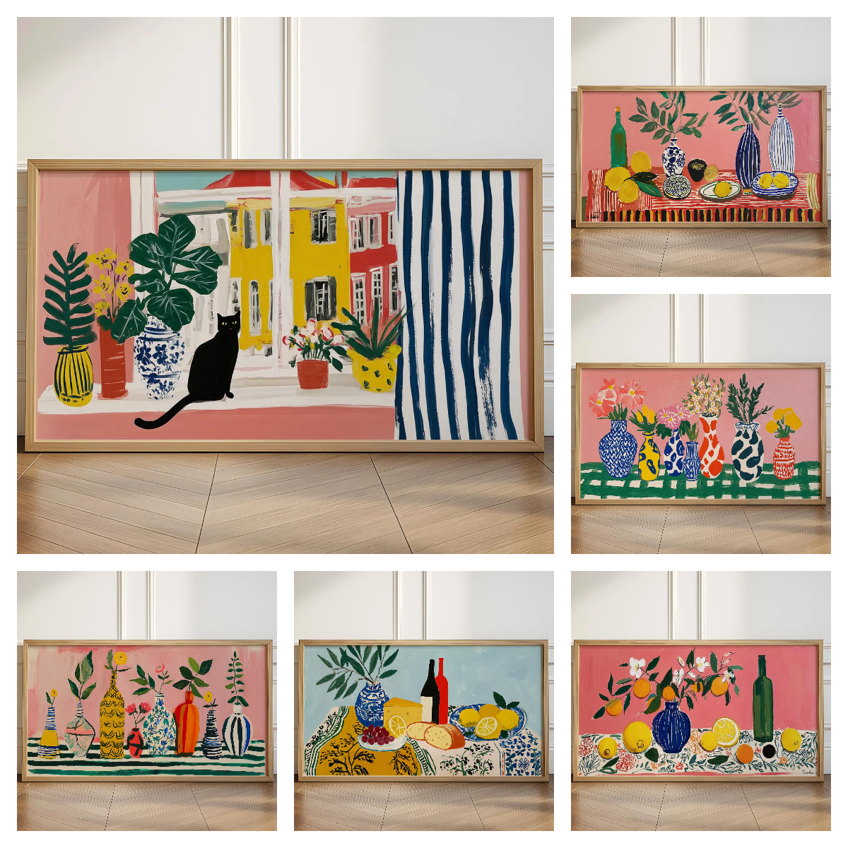 Florist Supply Vases - Matisse-Serie, abstrakte schwarze Katze und bunte