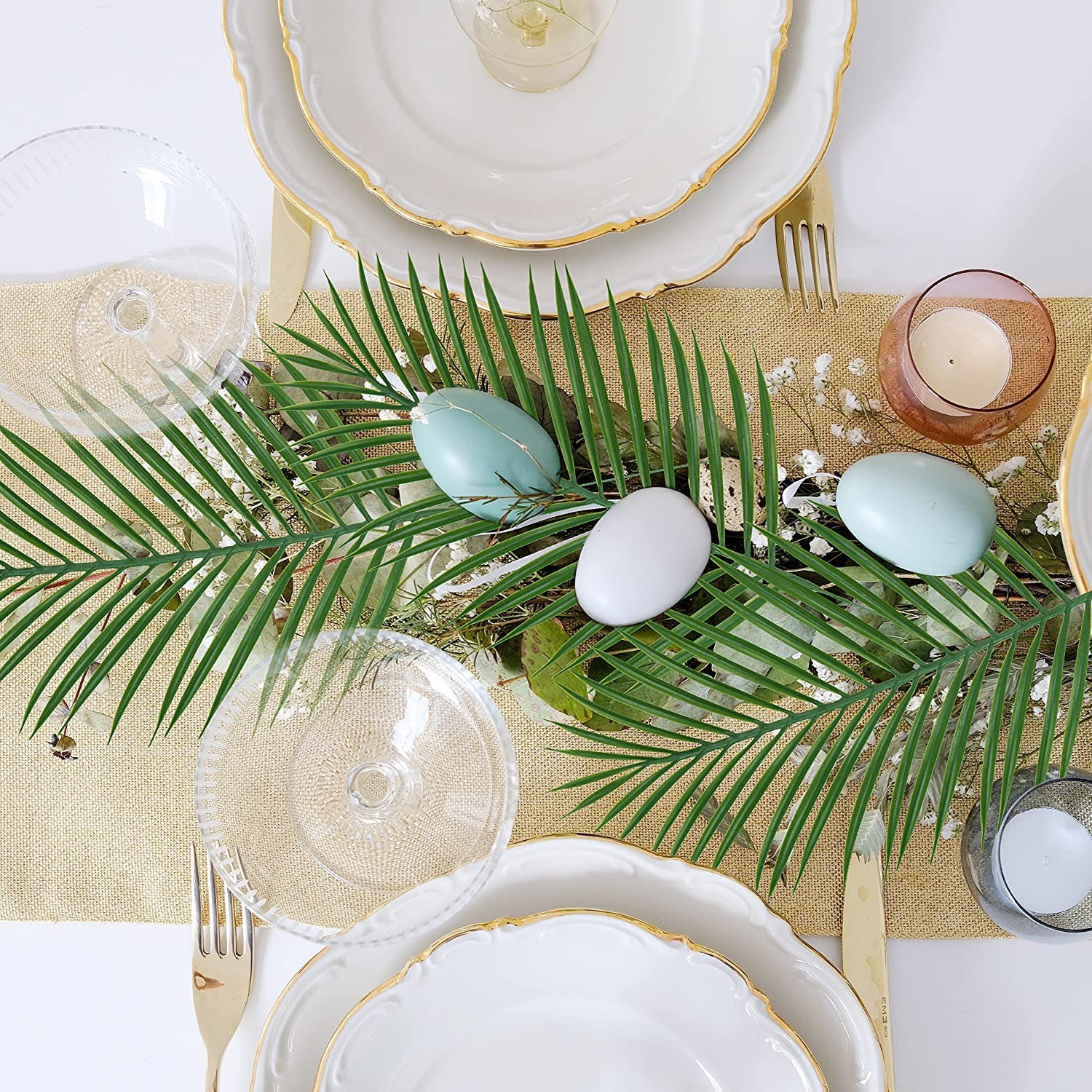 5 stücke goldene künstliche Pa – Florist Supply Vases Bewertung und Preis